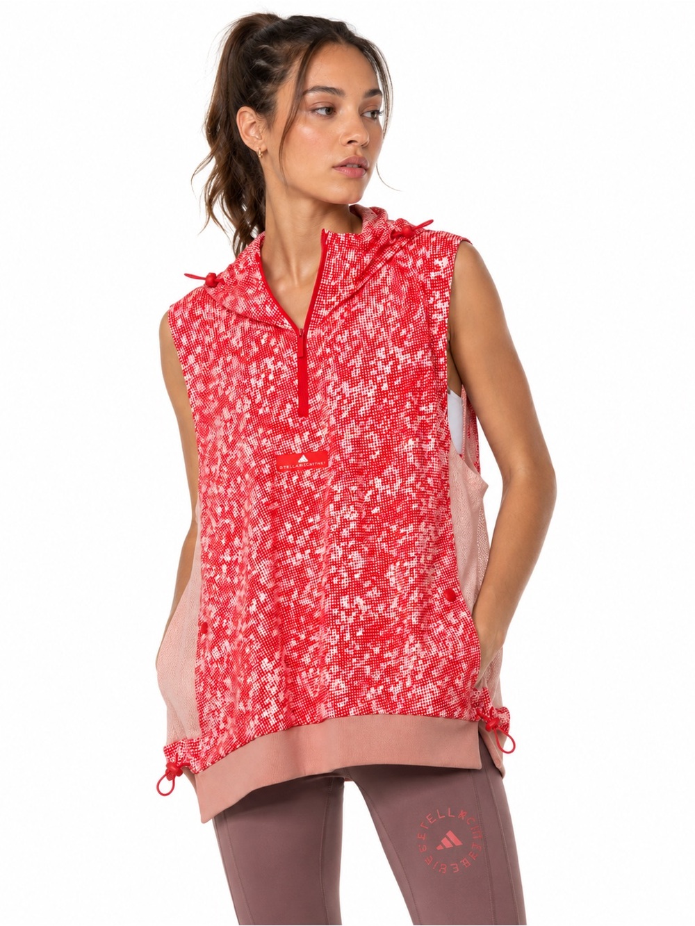 Adidas Stella McCartney Adizero Run Gilet Hooded Vest XS Red Pink Oversized